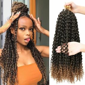 img 4 attached to 18Inch Passion Twist Crochet Hair For Black Women Ombre Water Wave Bohemian Braids Synthetic Extensions (6Packs, 1B)
