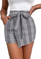 high-waisted plaid wrap skort with belt and pockets for women by wdirara logo