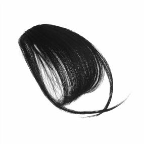 img 3 attached to 100% Human Hair Air Bangs | FESHFEN Clip In Real Hair Extensions For Women Girls | Natural Black Thin Fringe Wispy Bangs With Temples One Piece Hairpieces