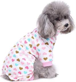 img 4 attached to 🐶 S-Lifeeling Dog Pajamas Costumes for Indoor Outdoor with Love Pattern - Comfortable Puppy Pajamas, Soft Dog Jumpsuit Shirt - Best Gift, 100% Cotton Coat for Medium and Small Dogs