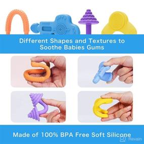 img 1 attached to 🍼 BPA-Free Silicone Baby Teether Set: Soothe & Relief Teething Pain, 4pcs for Infant Boys and Girls