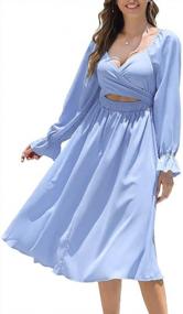 img 4 attached to Women'S Square Neck Ruffle Wrap Midi Dress: Perfect For Weddings & Guests!