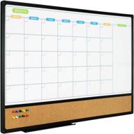 jiloffice magnetic calendar whiteboard &amp; bulletin corkboard combo, комбинированная доска 36 x 24 дюйма, черная алюминиевая рама настенная доска для офиса, дома и школы с 10 нажимными штифтами логотип