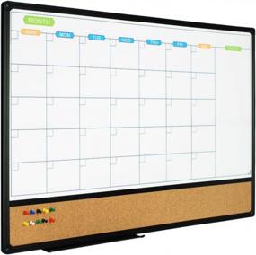 img 4 attached to JILoffice Magnetic Calendar Whiteboard & Bulletin Corkboard Combination, Combo Board 36 X 24 Inch, Black Aluminum Frame Wall Mounted Board For Office Home And School With 10 Push Pins
