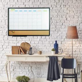 img 2 attached to JILoffice Magnetic Calendar Whiteboard & Bulletin Corkboard Combination, Combo Board 36 X 24 Inch, Black Aluminum Frame Wall Mounted Board For Office Home And School With 10 Push Pins