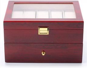 img 2 attached to Organize Your Watch Collection With A 20-Slot Cherry Wood Watch Box