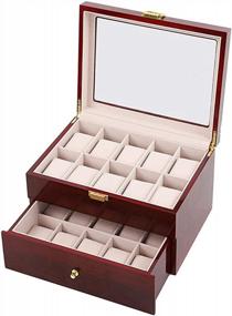 img 4 attached to Organize Your Watch Collection With A 20-Slot Cherry Wood Watch Box
