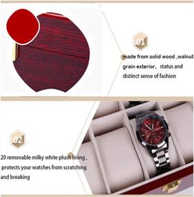 img 1 attached to Organize Your Watch Collection With A 20-Slot Cherry Wood Watch Box