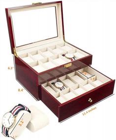 img 3 attached to Organize Your Watch Collection With A 20-Slot Cherry Wood Watch Box