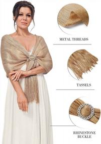 img 2 attached to Rhinestone Buckle Shawls And Wraps For Women - Elegant Evening Dress Shrug, Wedding Scarf And Fringe Wrap