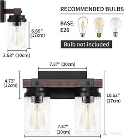 img 1 attached to Farmhouse Rustic Bathroom Vanity Light Fixtures, 2-Lights with Clear Glass Shade, Black Wall Sconce for Bathroom, Hallway, Bedroom - Over Mirror Lighting (2 Light)