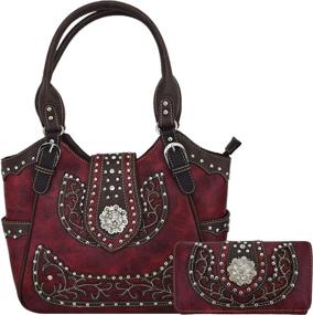 img 4 attached to Western Rhinestone Concealed Country Shoulder Women's Handbags & Wallets ~ Shoulder Bags