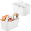 stay organized on the go with mdesign's lumiere collection - plastic craft storage caddy tote for art supplies, sewing, and more - 2 pack in white logo