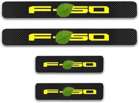 img 3 attached to Kaiweiqin 4Pcs Car Door Sill Scuff Plate Cover For Ford F-150 Welcome Pedal Protection Car Carbon Fiber Sticker Threshold Door Entry Guard Decorative Yellow