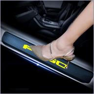 kaiweiqin 4pcs car door sill scuff plate cover for ford f-150 welcome pedal protection car carbon fiber sticker threshold door entry guard decorative yellow logo