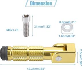 img 3 attached to Motoforti 1 пара, 8 мм, алюминиевый сплав, универсальные складные задние сиденья для мотоциклов, задняя подножка, подножка, педаль, велосипедный велосипед, золотой тон
