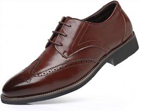 img 4 attached to Step Up Your Style With DADAWEN Men'S Brown Brogue Oxford Dress Shoes - US Size 9