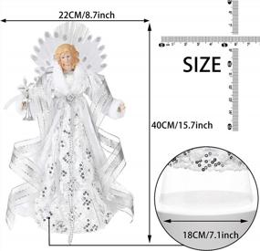 img 1 attached to Valery Madelyn 15.7 Inch LED Battery Operated Silver White Christmas Angel Tree Topper With 10 Warm Lights For Xmas Decoration