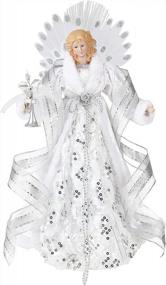 img 4 attached to Valery Madelyn 15.7 Inch LED Battery Operated Silver White Christmas Angel Tree Topper With 10 Warm Lights For Xmas Decoration