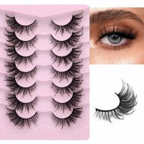 img 3 attached to 8D Curl Fluffy Fairy Strip Lashes: Lanflower False Eyelashes For Dramatic Full Volume Fox Eyes With Faux Mink Material - Pack Of 7 Pairs