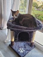 img 1 attached to Grey Cat Tree With Sisal Scratching Posts, Plush Perch, And Playhouse - BEWISHOME Small Cat Condo Furniture For Kittens And Cats - Kitty Activity Center And Bed With Tower Design review by Swami Alcaraz