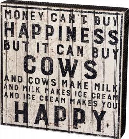 img 4 attached to Rustic Charm: Buy Cows Primitives By Kathy Farmhouse Square Box Sign