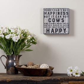 img 3 attached to Rustic Charm: Buy Cows Primitives By Kathy Farmhouse Square Box Sign
