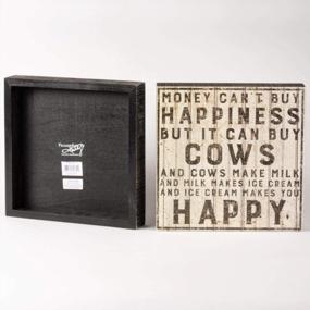img 2 attached to Rustic Charm: Buy Cows Primitives By Kathy Farmhouse Square Box Sign