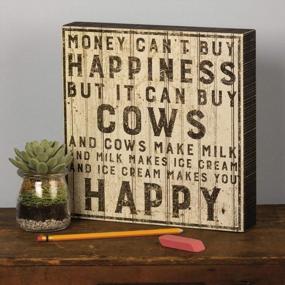img 1 attached to Rustic Charm: Buy Cows Primitives By Kathy Farmhouse Square Box Sign