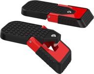 🚪 car door step - foldable supports both feet: convenient climbing assisted portable steps pedal for suv, rv (red+black) logo