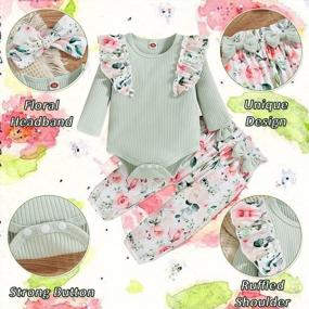 img 2 attached to Newborn Unisex Baby Boy Girl Clothes Winter 2 Piece Outfit Solid Knit Cotton Long Sleeve Romper & Pants