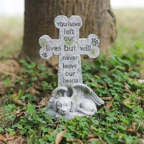 img 4 attached to 🐾 Forever in Our Hearts - Dog Memorial Stone Statue, Pet Angel Tribute, Grave Marker for Beloved Dogs