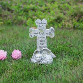 img 1 attached to 🐾 Forever in Our Hearts - Dog Memorial Stone Statue, Pet Angel Tribute, Grave Marker for Beloved Dogs