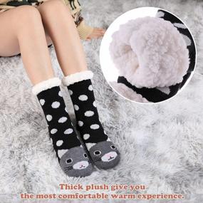 img 2 attached to Women'S FNOVCO Slipper Socks: Soft Fuzzy Cozy Thick Fleece Non Slip Winter Warm Home Comfort