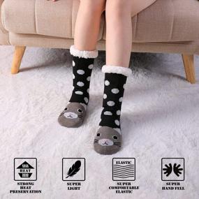 img 1 attached to Women'S FNOVCO Slipper Socks: Soft Fuzzy Cozy Thick Fleece Non Slip Winter Warm Home Comfort