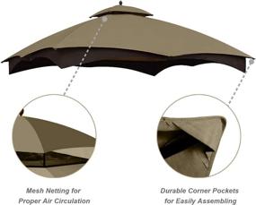 img 2 attached to 🏞️ High-Quality ABCCANOPY Riplock Gazebo Replacement Top for Lowe's Allen Roth #GF-12S004B-1 - Durable and Perfect Fit!