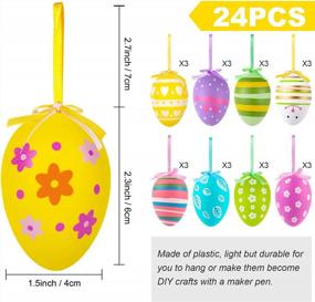 img 2 attached to Easter Hanging Eggs, 24Pcs Multicolored Plastic Easter Egg Hanging Tree Ornament, Decorative Hand Painted Eggs DIY Crafts With Various Style Stripes Dots Flowers For Easter Party Decor