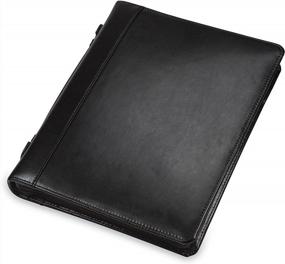 img 3 attached to Stylish And Functional: Samsill Regal Leather Padfolio With Zipper, 1" Ring Binder, Tablet Sleeve, And Writing Pad In Black