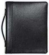 stylish and functional: samsill regal leather padfolio with zipper, 1" ring binder, tablet sleeve, and writing pad in black logo