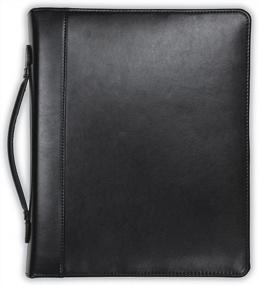 img 4 attached to Stylish And Functional: Samsill Regal Leather Padfolio With Zipper, 1" Ring Binder, Tablet Sleeve, And Writing Pad In Black