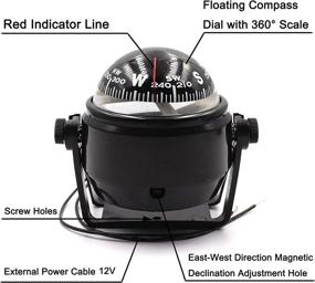 img 3 attached to Dashboard Marine Compass By DETUCK - Mountable Boat Compass With Night Lighting For Enhanced Navigation