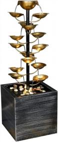 img 1 attached to 15-Tier Metal Water Fountain With Lights: SunJet 31.1", Perfect For Indoor/Outdoor Use, Freestanding Cascading Fountain With Rocks For Home And Garden Art Decor