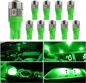 img 4 attached to HOCOLO 10X T10 198 194 168 912 921 W5W 2825 Green Color Color High Power LED Bulbs For Interior Dome/Map/License Plate/Parking/Door/Trunk Lights (10Pcs T10 6-SMD, Green)