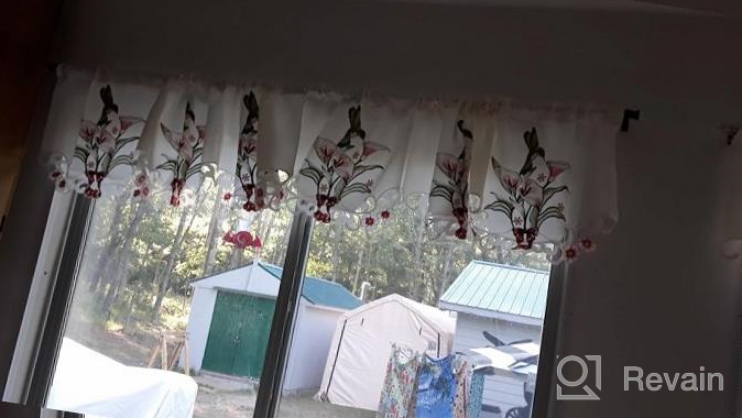 img 1 attached to Simhomsen Embroidered Easter Bunny And Egg Curtain Valance W 58" X L 14", Spring/Summer Kitchen Window Treatment Decor review by Tim Loya