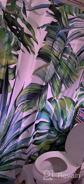 img 1 attached to Artistic Botanical Green Leaves Shower Curtain Set With Hooks - Tropical Palm Print On White Background - 72" X 72" Fabric Bathroom Curtain For Stunning Décor review by Rob Bradford