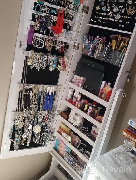 img 1 attached to Brown Frameless Dressing Mirror Jewelry Armoire: Lockable, Large Storage Organizer By YOKUKINA review by Stephanie Love