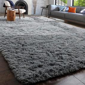 img 4 attached to Plush Shaggy Rugs Carpets By PAGISOFE, 4X6 Feet, Soft And Fluffy Area Rug For Living Room Bedroom Nursery Playroom Dorm, Stylish Shag Rug For Teen Room Décor In Grey