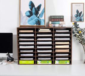 img 3 attached to 27 Slot Wood Adjustable Literature Organizer: Perfect For Home, Office & School Storage!