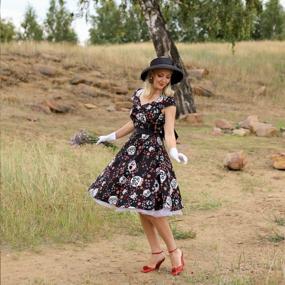 img 1 attached to Get Spooky-Chic With OTEN Women'S Vintage Polka Dot Swing Dress For Halloween Party!