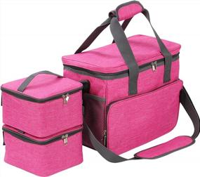 img 4 attached to Heather Pink KOPEKS Cat And Dog Travel Bag - 2 Food Carriers, 2 Bowls, Place Mat Included - Airline Approved